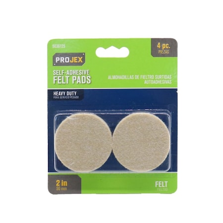 Felt Self Adhesive Surface Pad Brown Round 2 In. W 4 Pk